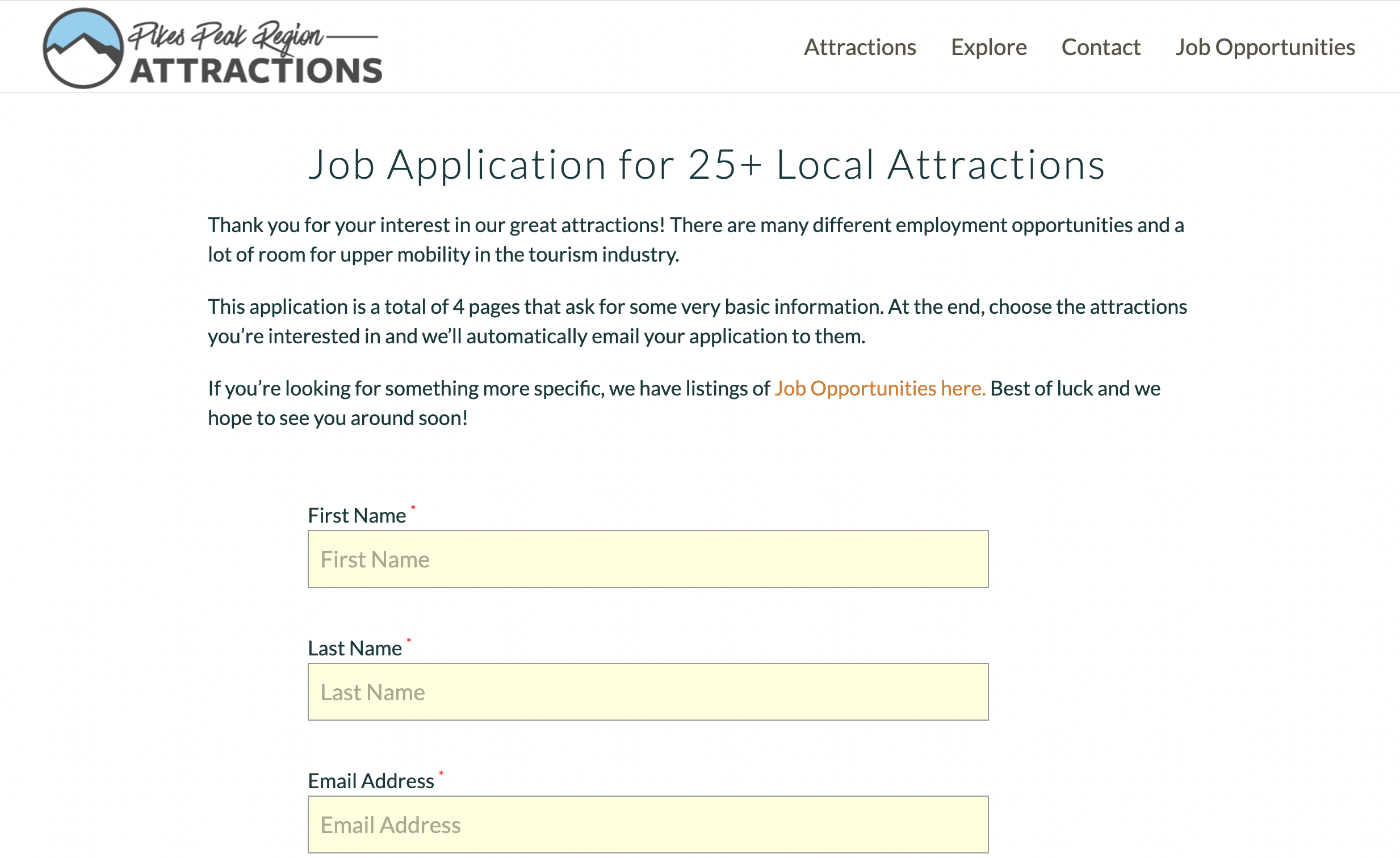 pikes peak region attractions employment portal